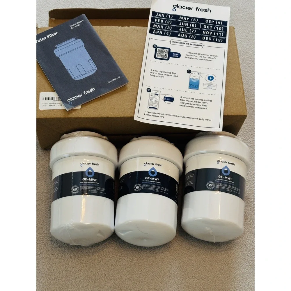 3 x Glacier Fresh GF-MWF Ice Water Refrigerator Filter For GE Kenmore 46-9991